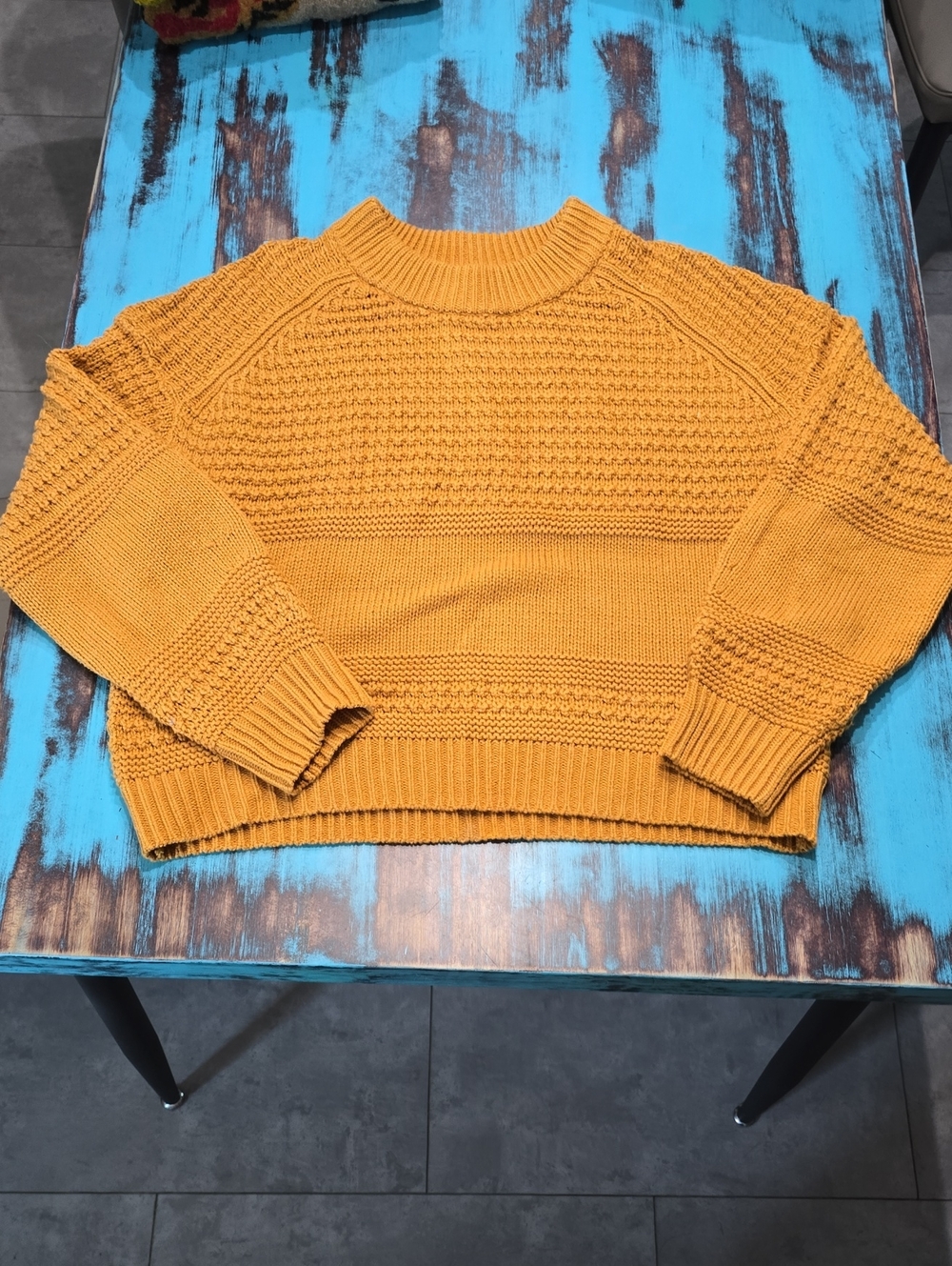 Universal Thread Mustard Crewneck Textured Knit Sweater